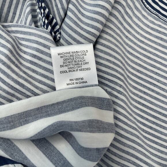 Jane & Delancey Shirt Top Womens Plus Size 1X Blue White Stripe Button Up Beach - Picture 9 of 9
